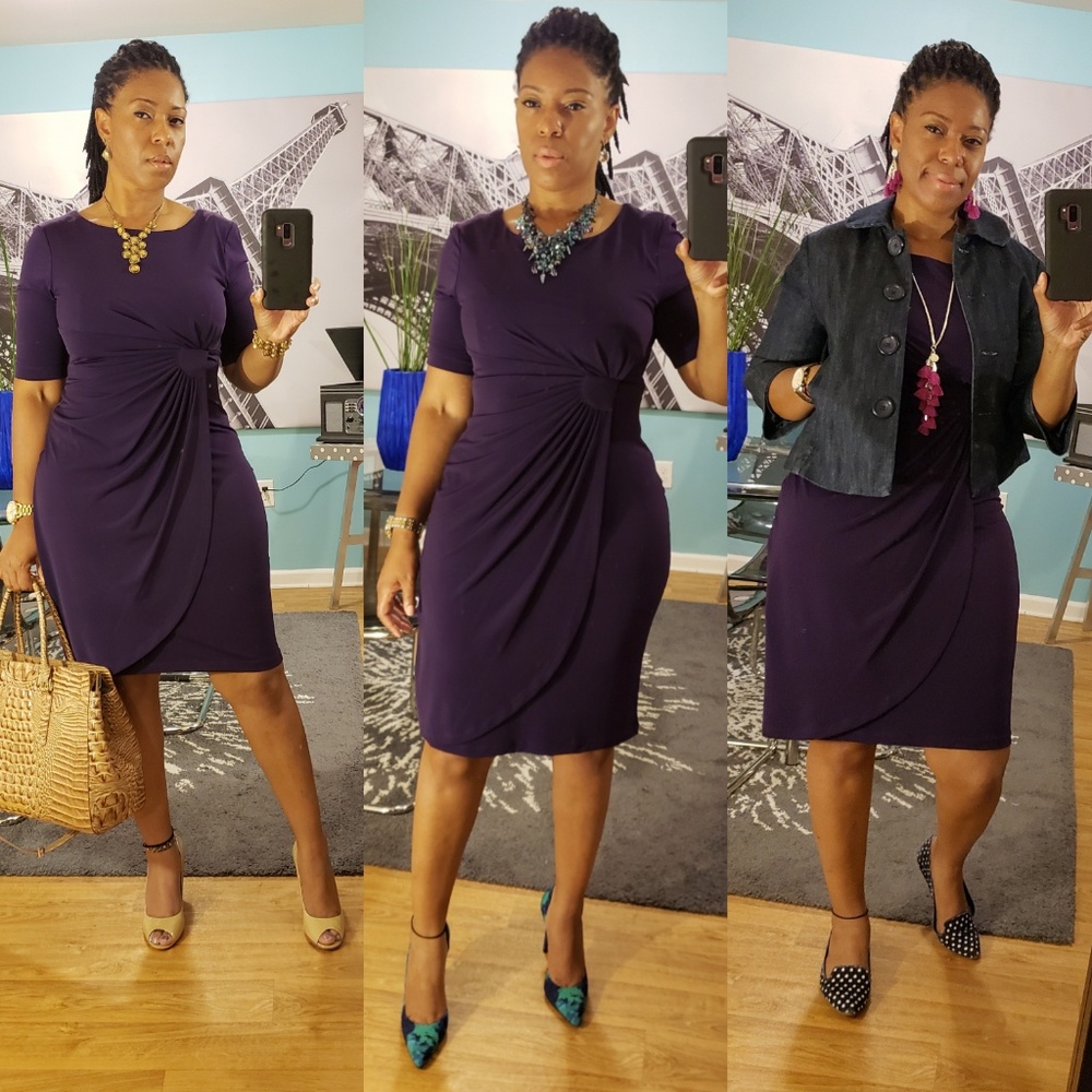 Connected Apparel Eggplant Colored Dress (Size 8)